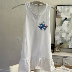 White Sleeveless Dress with Butterfly Design